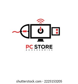Logo de la Tienda de Computadoras - Reparación de computadoras - Plantilla con logotipo de computadora digital
