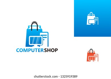Computer Shop Logo Template Design Vector. Emblem, Design Concept. Creative Symbol Icon.