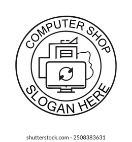 computer shop logo vector illustration outline.