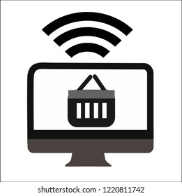 COMPUTER SHOP SIGNAL VECTOR ICON