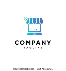 Computer Shop Techno Logo Icon Vector