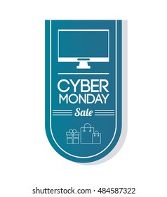Computer shopping bag gift and cyber monday design