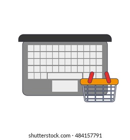 computer and shopping basket icon