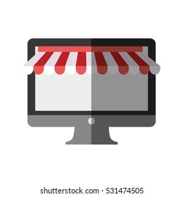 computer shopping online color shadow vector illustration eps 10