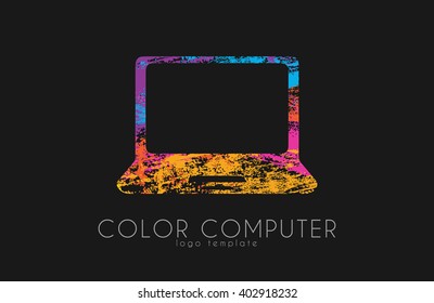 Computer sign. Color computer logo. Creative logo. Creative computer