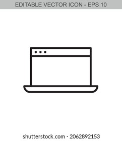 Computer sign. Editable stroke line icon. Vector illustration.