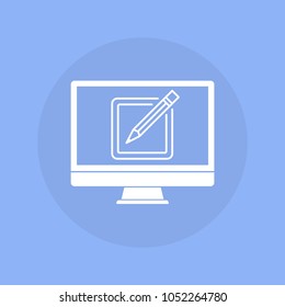  Computer with sign up icon . Vector illustration