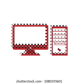 Computer sign illustration. Vector. Brown icon with shifted black circle pattern as duplicate at white background. Isolated.
