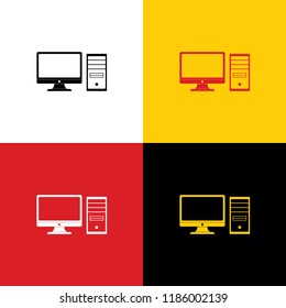 Computer sign illustration. Vector. Icons of german flag on corresponding colors as background.