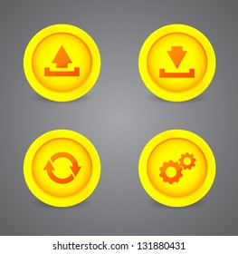 Computer signs on glossy icons. Vector icons