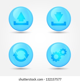 Computer signs on glossy icons. Vector icons