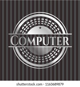 Computer silvery shiny badge