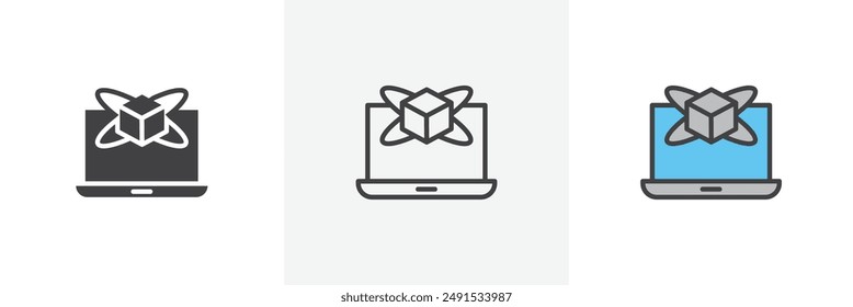 Computer simulation colored icon set. Eps 10