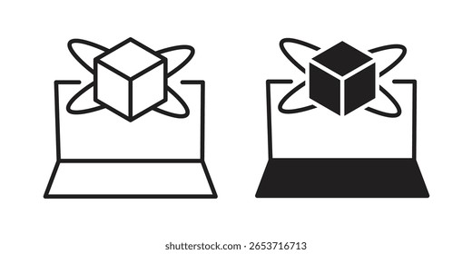 Elemento de design de ícone de simulação de computador. Traçado editável. Vetor