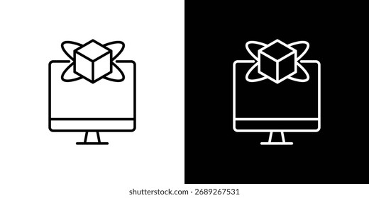 Computer simulation icon. Editable stroke. Icon for web.