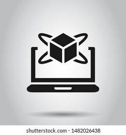 Computer Simulation Icon In Flat Style. Vr Device Vector Illustration On Isolated Background. Technology Business Concept.