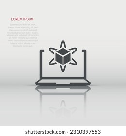 Computer simulation icon in flat style. Vr device vector illustration on white isolated background. Technology business concept.