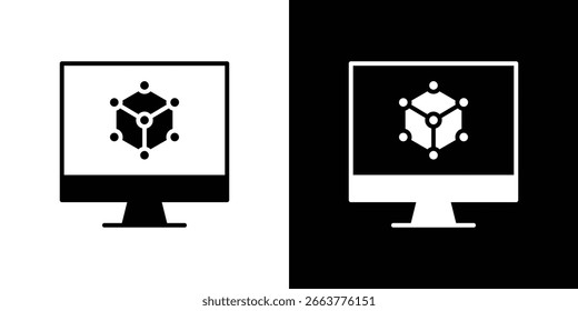 Computer simulation icon illustration in flat style. icon template color editable.