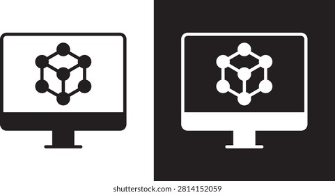 Computer simulation icon linear logo mark..