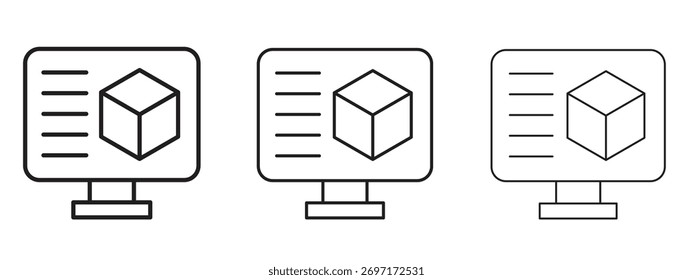 Computer simulation icon linear style sign for mobile concept and web design.