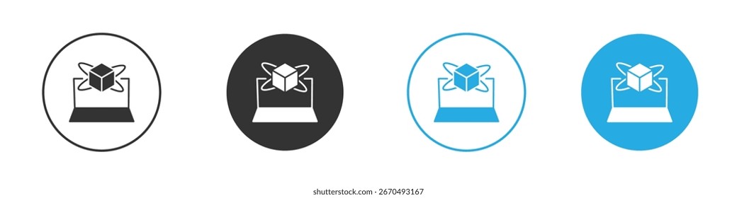 Computer simulation icon, simple flat style, illustration, logo sign symbol pictogram template, for ui or ux.