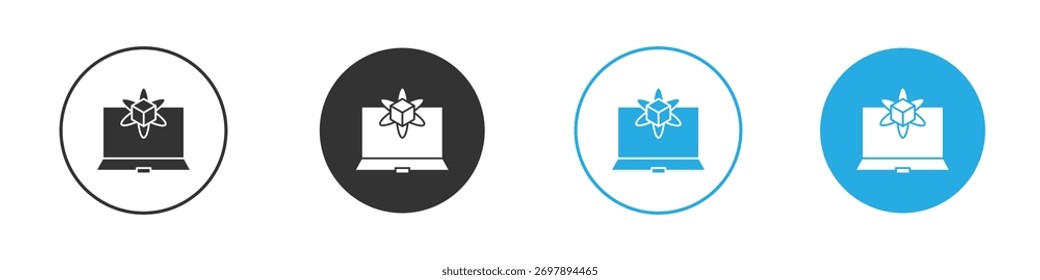 Computer simulation icon symbol flat style on white background.