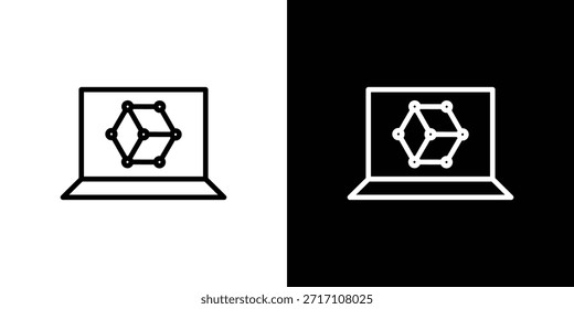 Estilo de estrutura de tópicos do símbolo do ícone da simulação de computador. Ícone editável no EPS10