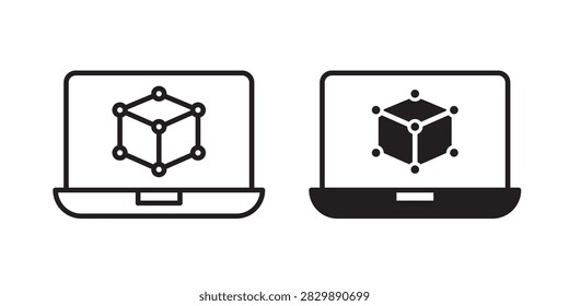 Computer simulation icon symbol and pictogram..