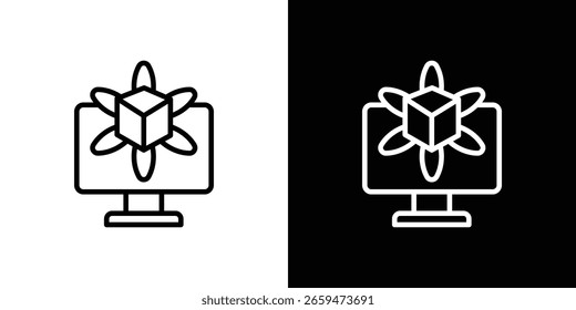 Computer simulation icon for website, vector design template elegant style