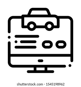 Computer Site for Calling Online Taxi Icon Vector Thin Line. Contour Illustration