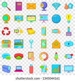 Computer site icons set. Cartoon style of 36 computer site vector icons for web for any design
