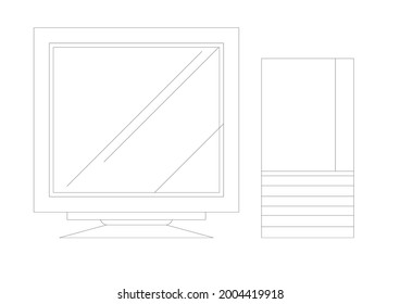 Computer sketch vector design seen from the front