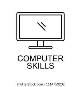 computer skills line icon. Element of human resources signs with name for mobile concept and web apps. Thin line computer skills line icon can be used for web and mobile on white background