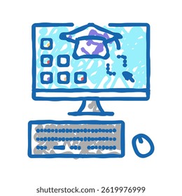 computer skills primary school doodle icon sketch vector. computer skills primary school sign. isolated symbol illustration