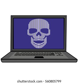 computer with skull