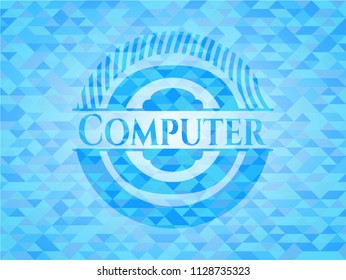 Computer sky blue mosaic emblem