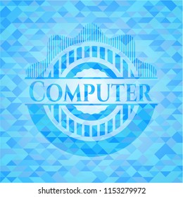 Computer sky blue mosaic emblem