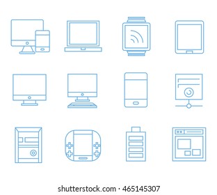 computer, smart device icons, gadget icons