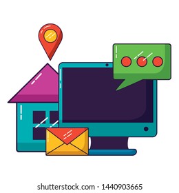 computer smart house email message wifi internet connection vector illustration