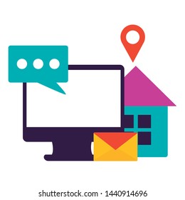 computer smart house email message wifi internet connection vector illustration