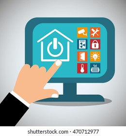 computer smart house home technology app icon set. Flat and Colorful illustration. Vector illustration