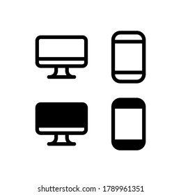 Computer and smart phone icons. With outline and glyph style