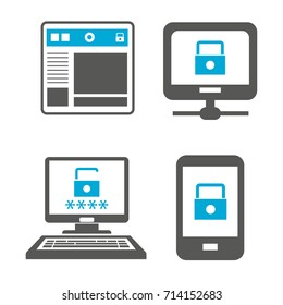 computer and smart phone security icons