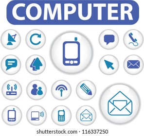 computer & smartphone circle buttons set, vector