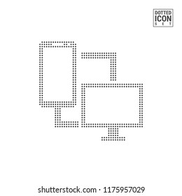 Computer and Smartphone Dot Pattern Icon. Connection Dotted Icon Isolated on White Background. Desktop and Tablet. Vector Background for Banner, Certificate, Poster Design, Visiting Card.