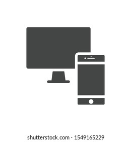 Computer and smartphone icon isolated on white background. Responsive symbol modern, simple, vector, icon for website design, mobile app, ui. Vector Illustration