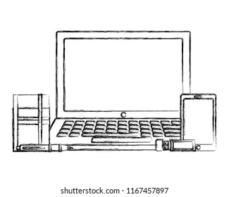 computer smartphone pen and notepad office