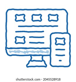 Computer Smartphone System sketch icon vector. Hand drawn blue doodle line art isolated symbol illustration