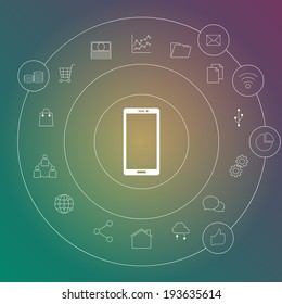 computer smartphone and tablet background of the icons vector