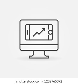 Computer with Smartphone vector concept outline icon or symbol